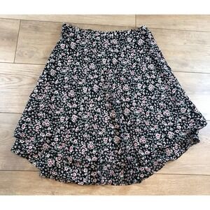 Vintage Inclination Floral Short Skirt Black Boho Whimsigoth Fairy Goth 90s Y2K‎